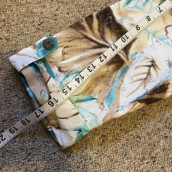 Y2K Womens 16 Linen Blend Chore Shirt Jacket Button Up Roll tap 4Pockets Floral - Picture 3 of 9